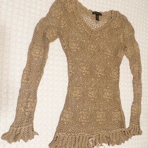 INC International Concepts Gold Metallic Knit Top